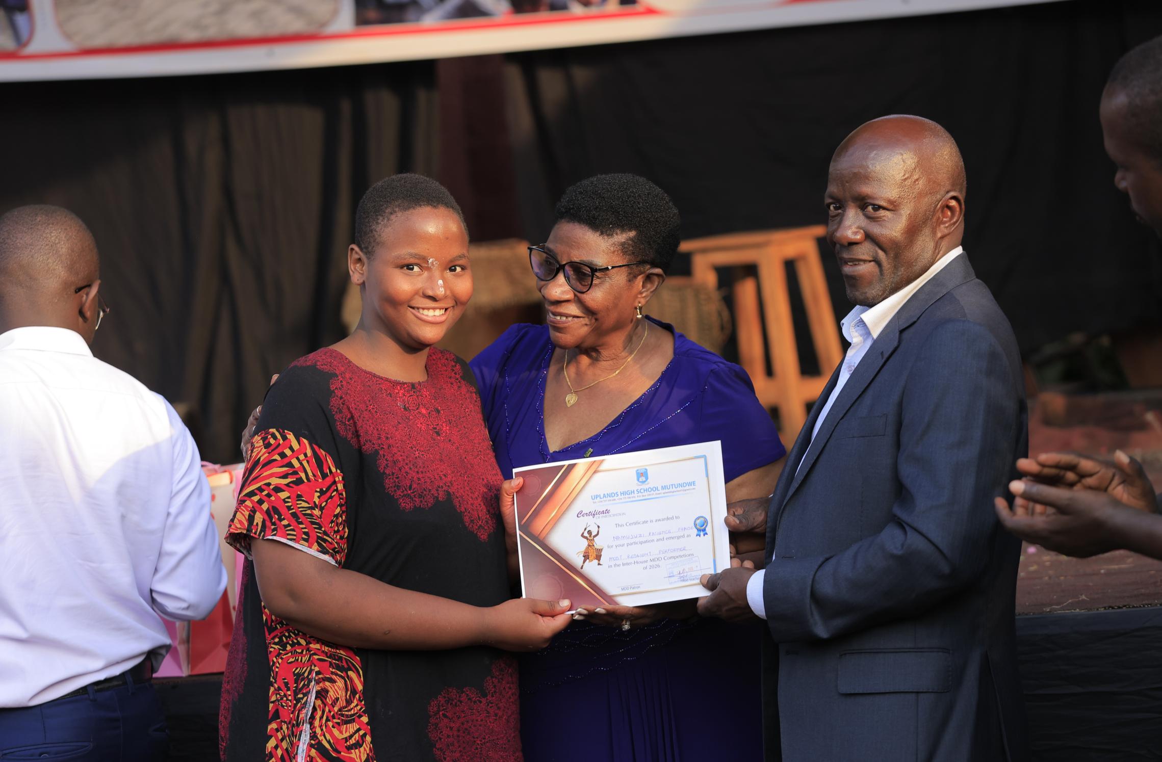 A student receiving an award
