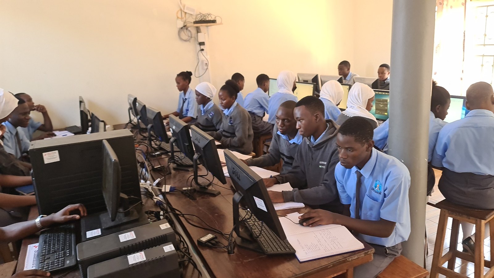 Uplands students using computers in the ICT laboratory