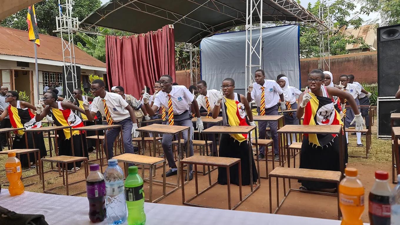Students taking part in a school performance